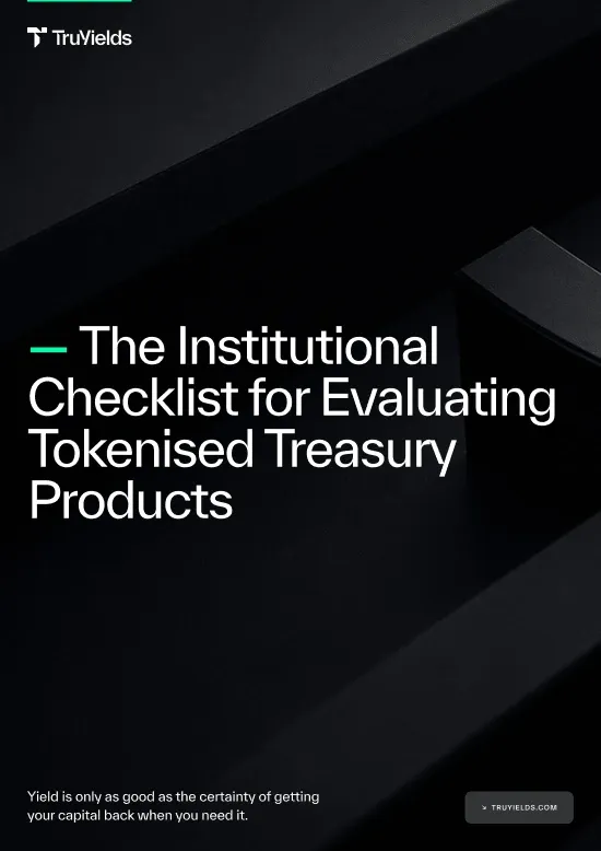 Cover of the guide: The Institutional Checklist for Evaluating Tokenised Treasury Products
